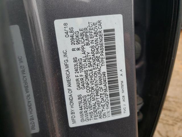 Photo 9 VIN: 1HGCV2F56JA040349 - HONDA ACCORD EXL 