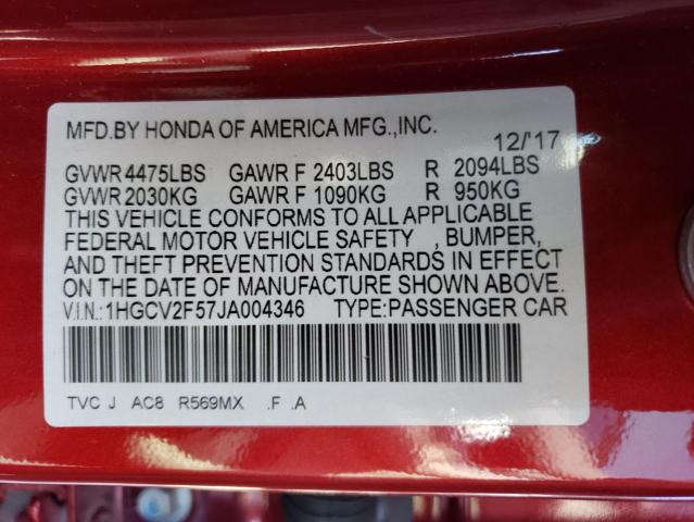 Photo 9 VIN: 1HGCV2F57JA004346 - HONDA ACCORD EXL 