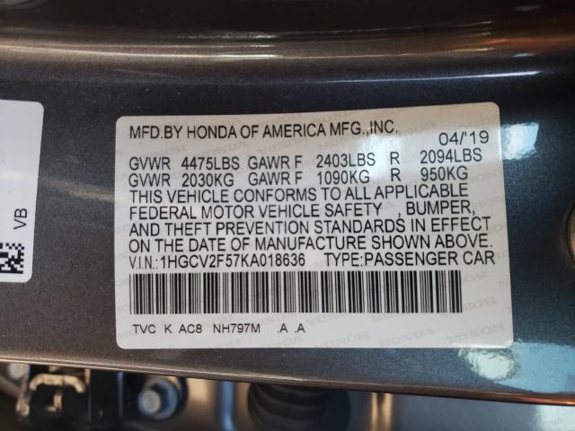 Photo 9 VIN: 1HGCV2F57KA018636 - HONDA ACCORD EXL 