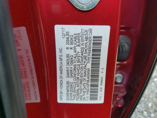 Photo 9 VIN: 1HGCV2F58JA004341 - HONDA ACCORD EXL 