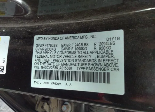 Photo 8 VIN: 1HGCV2F58JA015680 - HONDA ACCORD SEDAN 