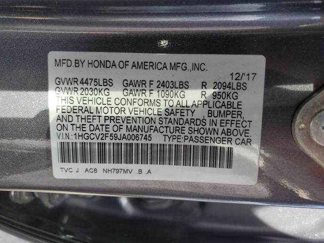 Photo 11 VIN: 1HGCV2F59JA006745 - HONDA ACCORD EXL 