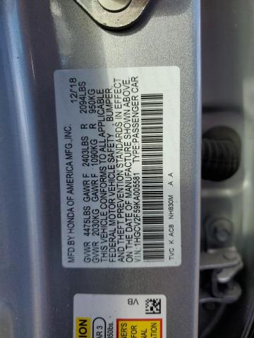 Photo 11 VIN: 1HGCV2F59KA005581 - HONDA ACCORD EXL 