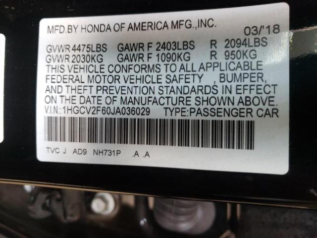 Photo 9 VIN: 1HGCV2F60JA036029 - HONDA ACCORD EXL 