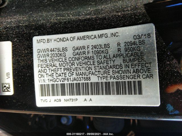 Photo 8 VIN: 1HGCV2F61JA037688 - HONDA ACCORD SEDAN 