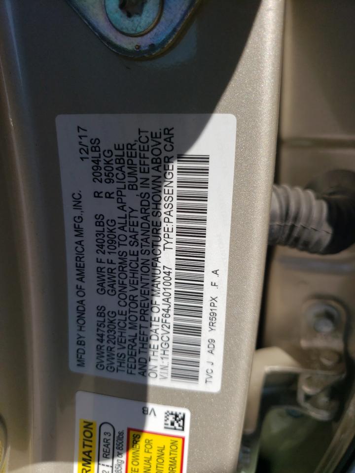 Photo 11 VIN: 1HGCV2F64JA010047 - HONDA ACCORD 