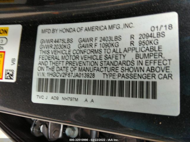 Photo 7 VIN: 1HGCV2F67JA013928 - HONDA ACCORD SEDAN 