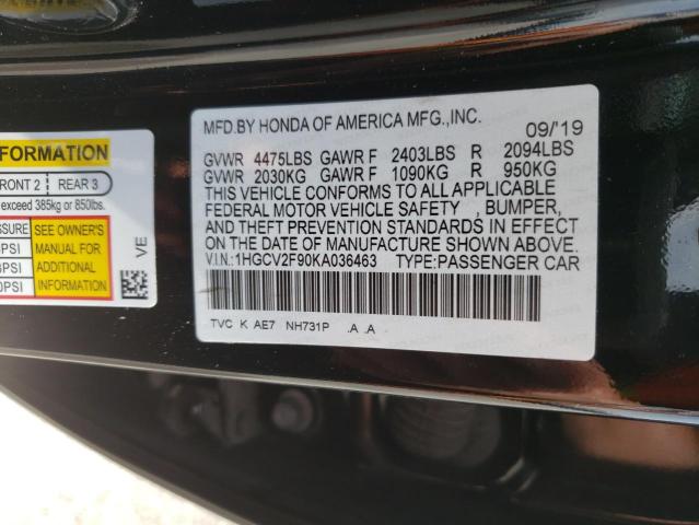 Photo 9 VIN: 1HGCV2F90KA036463 - HONDA ACCORD TOU 