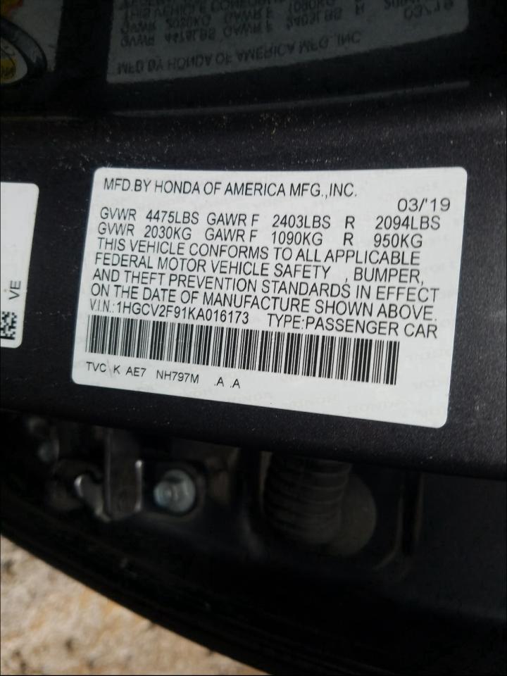 Photo 9 VIN: 1HGCV2F91KA016173 - HONDA ACCORD TOU 