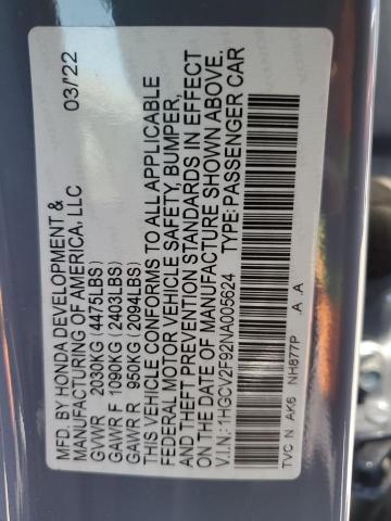 Photo 11 VIN: 1HGCV2F92NA005624 - HONDA ACCORD TOU 