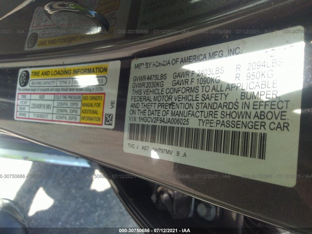 Photo 8 VIN: 1HGCV2F94JA006025 - HONDA ACCORD SEDAN 