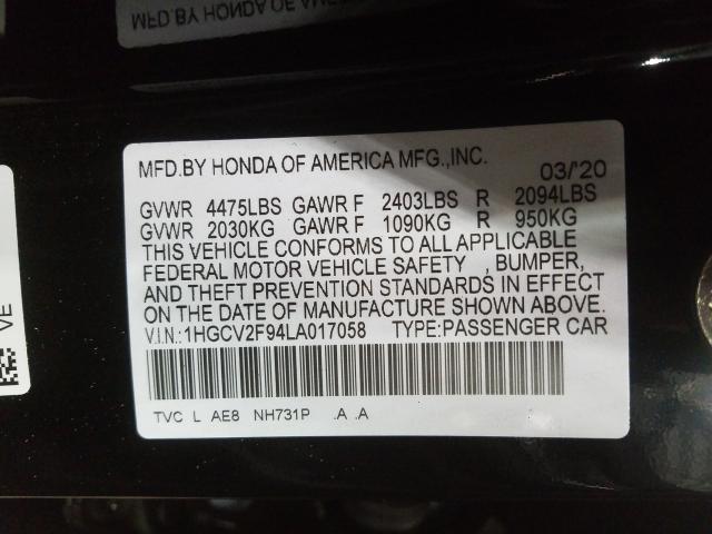 Photo 9 VIN: 1HGCV2F94LA017058 - HONDA ACCORD TOU 