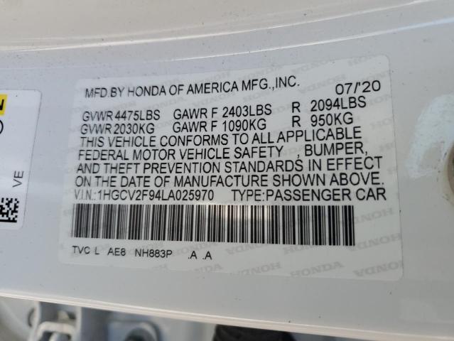 Photo 12 VIN: 1HGCV2F94LA025970 - HONDA ACCORD 
