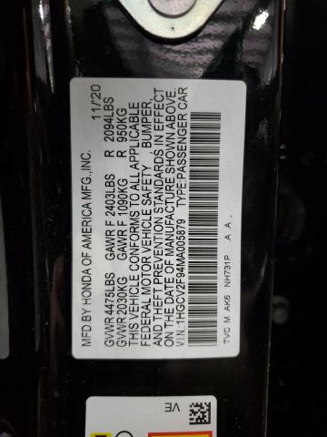 Photo 11 VIN: 1HGCV2F94MA005879 - HONDA ACCORD TOU 