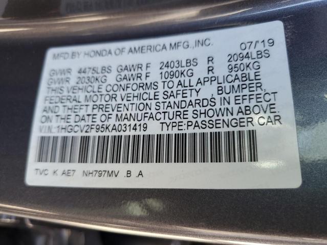 Photo 11 VIN: 1HGCV2F95KA031419 - HONDA ACCORD 