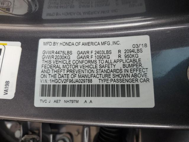 Photo 11 VIN: 1HGCV2F96JA029788 - HONDA ACCORD 