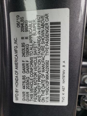 Photo 11 VIN: 1HGCV2F96KA029582 - HONDA ACCORD 