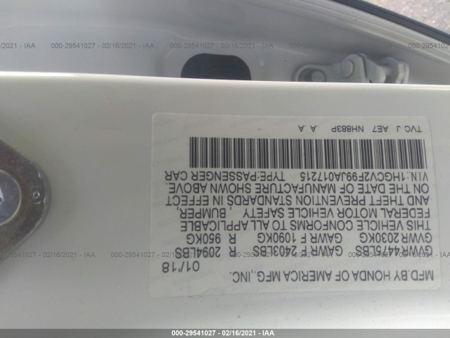 Photo 8 VIN: 1HGCV2F99JA017215 - HONDA ACCORD 