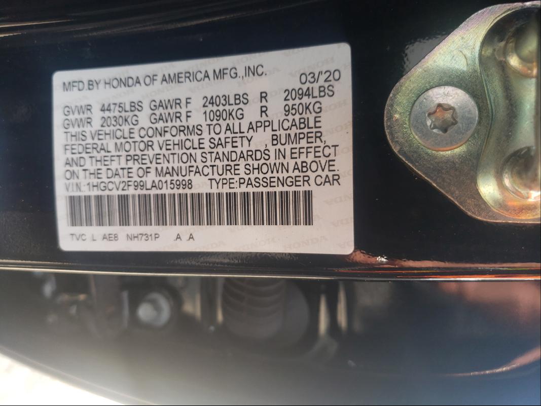 Photo 9 VIN: 1HGCV2F99LA015998 - HONDA ACCORD TOU 