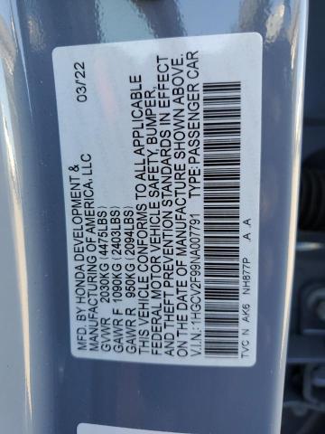 Photo 9 VIN: 1HGCV2F99NA007791 - HONDA ACCORD TOU 