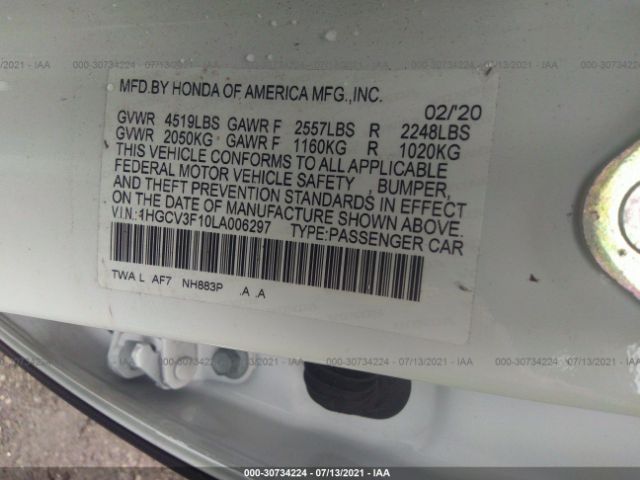 Photo 8 VIN: 1HGCV3F10LA006297 - HONDA ACCORD HYBRID 