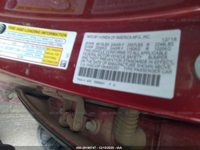 Photo 8 VIN: 1HGCV3F13KA002257 - HONDA ACCORD HYBRID 