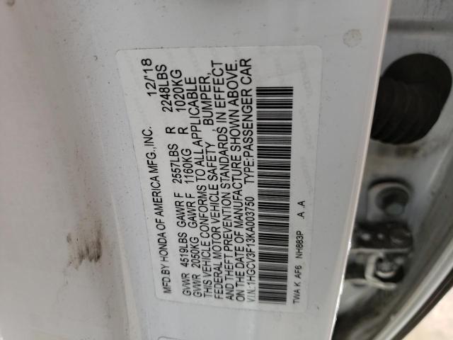 Photo 11 VIN: 1HGCV3F13KA003750 - HONDA ACCORD HYB 