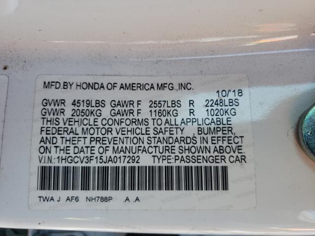 Photo 9 VIN: 1HGCV3F15JA017292 - HONDA ACCORD HYB 