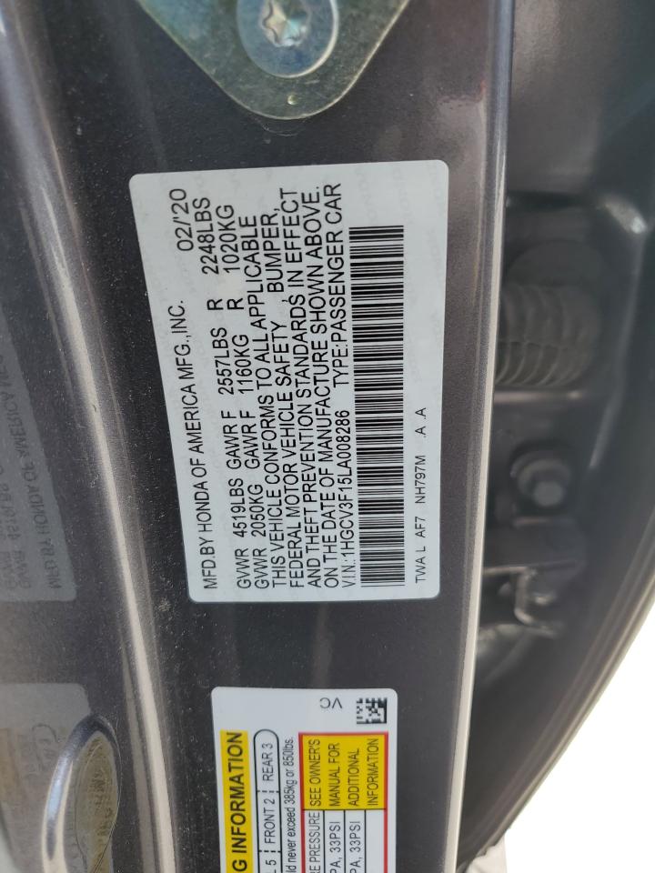 Photo 11 VIN: 1HGCV3F15LA008286 - HONDA ACCORD 