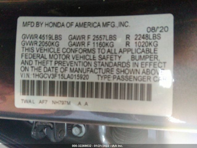 Photo 8 VIN: 1HGCV3F15LA015920 - HONDA ACCORD HYBRID 