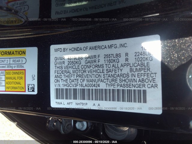 Photo 8 VIN: 1HGCV3F16LA000424 - HONDA ACCORD HYBRID 