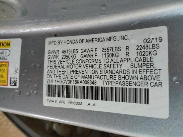 Photo 11 VIN: 1HGCV3F18KA009348 - HONDA ACCORD HYB 