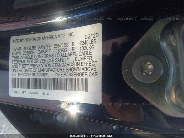 Photo 8 VIN: 1HGCV3F19LA008260 - HONDA ACCORD HYBRID 