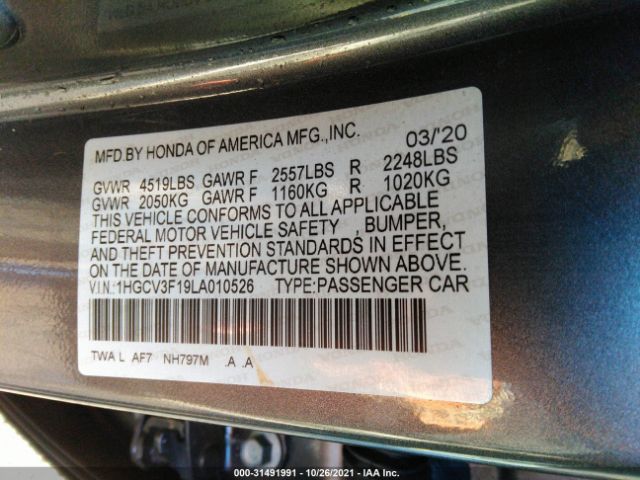 Photo 8 VIN: 1HGCV3F19LA010526 - HONDA ACCORD HYBRID 