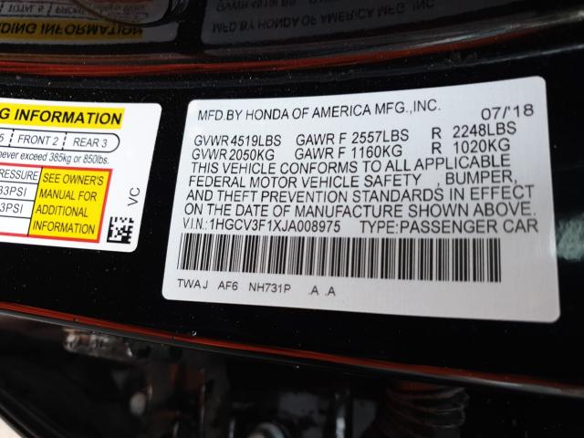 Photo 9 VIN: 1HGCV3F1XJA008975 - HONDA ACCORD HYB 