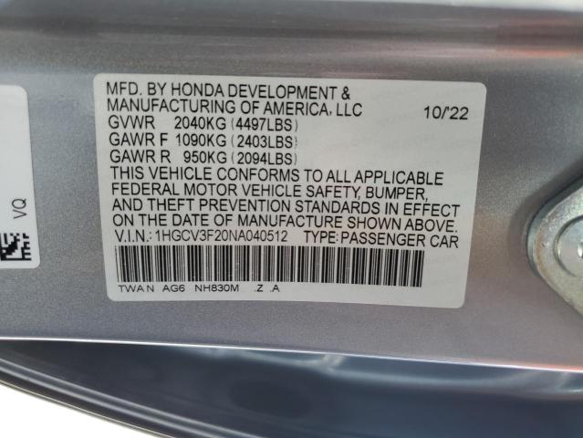 Photo 11 VIN: 1HGCV3F20NA040512 - HONDA ACCORD 