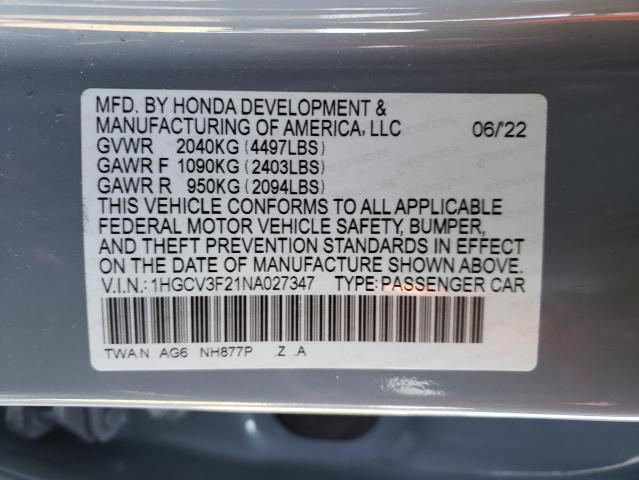 Photo 11 VIN: 1HGCV3F21NA027347 - HONDA ACCORD HYB 