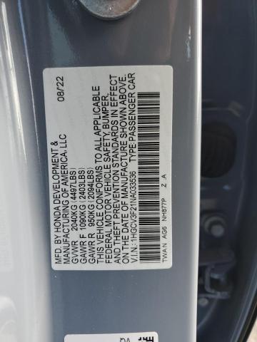 Photo 11 VIN: 1HGCV3F21NA033536 - HONDA ACCORD HYB 