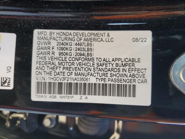 Photo 12 VIN: 1HGCV3F21NA035061 - HONDA ACCORD 