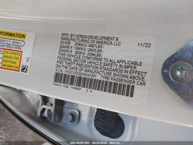 Photo 8 VIN: 1HGCV3F22NA047297 - HONDA ACCORD 