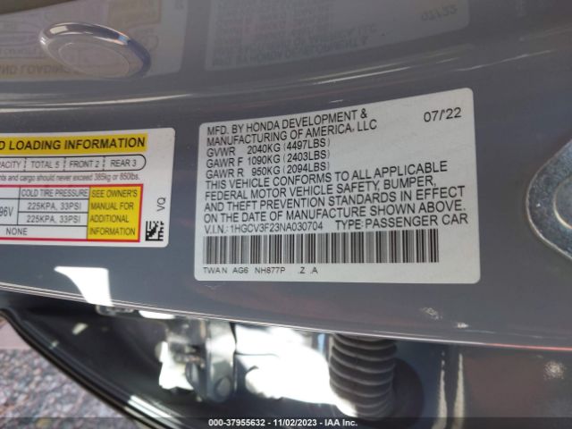 Photo 8 VIN: 1HGCV3F23NA030704 - HONDA ACCORD 