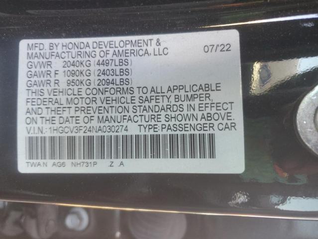 Photo 11 VIN: 1HGCV3F24NA030274 - HONDA ACCORD HYB 