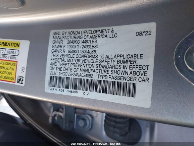 Photo 8 VIN: 1HGCV3F24NA034082 - HONDA ACCORD 