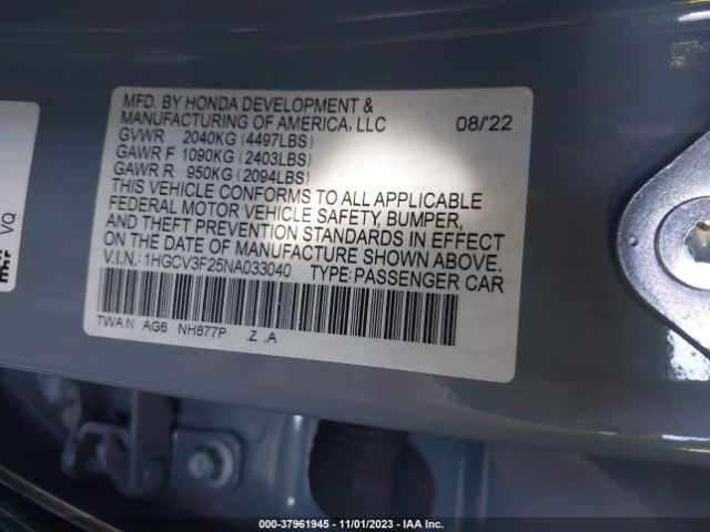 Photo 8 VIN: 1HGCV3F25NA033040 - HONDA ACCORD 