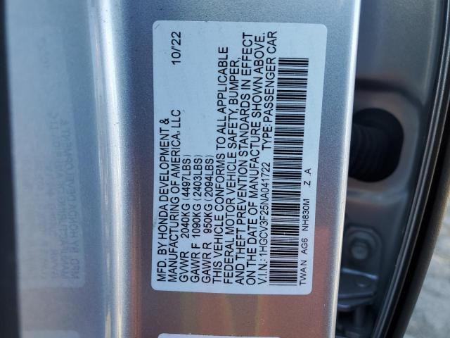 Photo 11 VIN: 1HGCV3F25NA041722 - HONDA ACCORD 