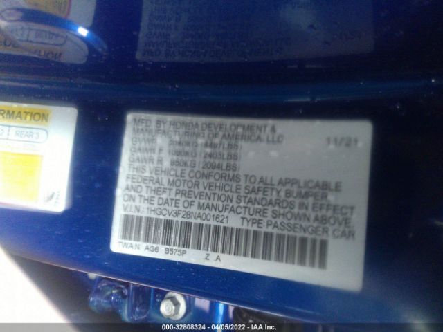 Photo 8 VIN: 1HGCV3F28NA001621 - HONDA ACCORD HYBRID 