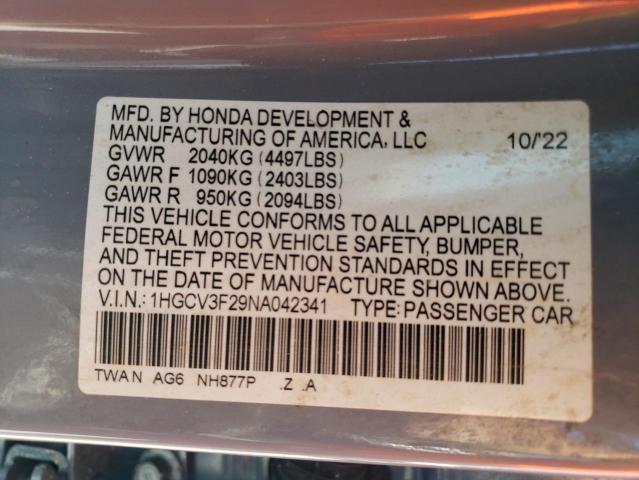 Photo 11 VIN: 1HGCV3F29NA042341 - HONDA ACCORD HYB 