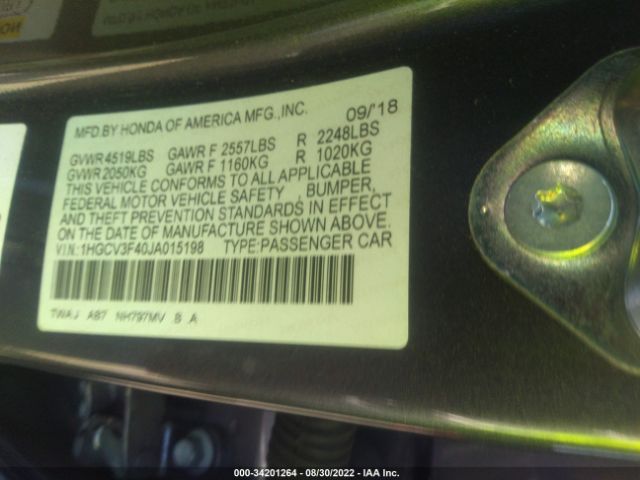 Photo 8 VIN: 1HGCV3F40JA015198 - HONDA ACCORD HYBRID 