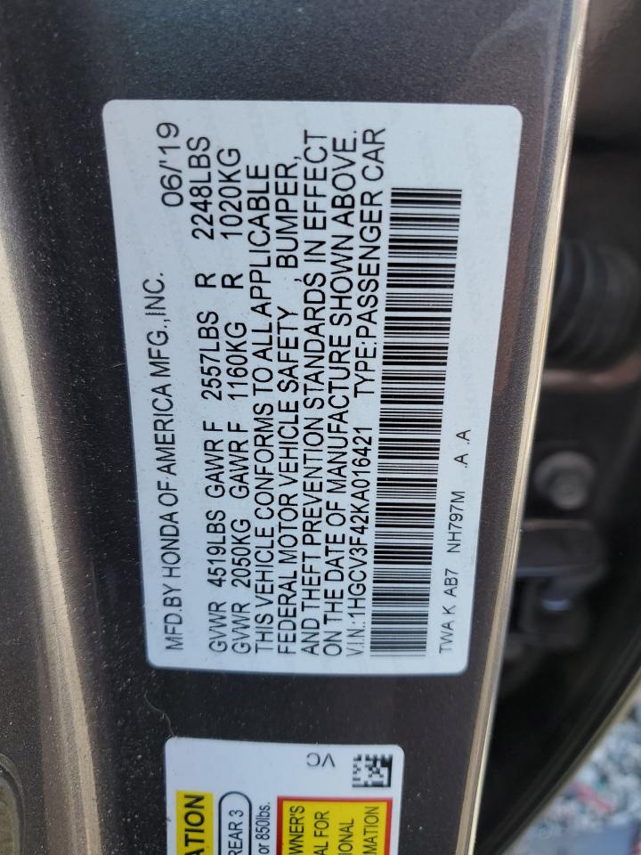 Photo 12 VIN: 1HGCV3F42KA016421 - HONDA ACCORD 