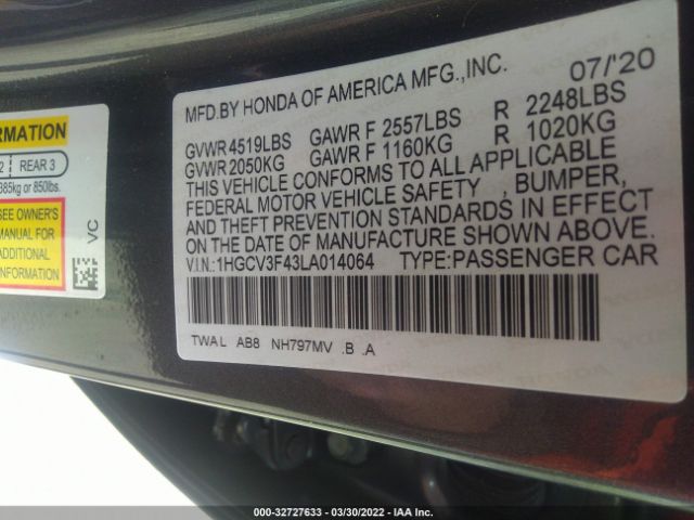 Photo 8 VIN: 1HGCV3F43LA014064 - HONDA ACCORD HYBRID 